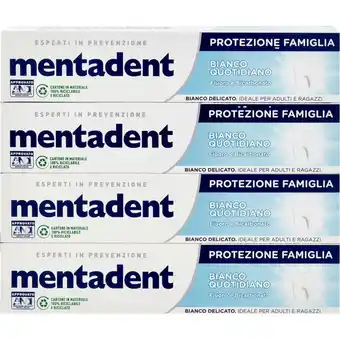 Qui Discount DENTIFRICIO MENTADENT BIANCO QUOTIDIANO/ IGIENE QUOTIDIANO 75 ML X 4 offerta