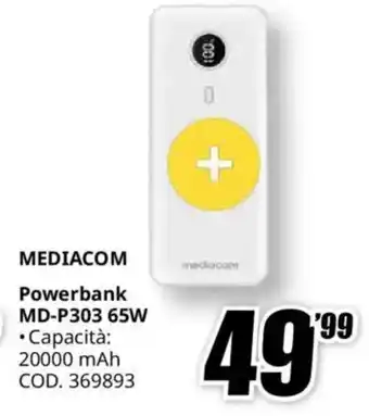 MediaWorld MEDIACOM Powerbank MD-P303 65W offerta