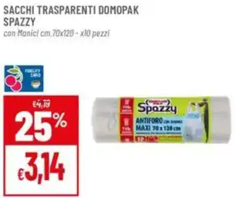 Pan Sacchi trasparenti domopak spazzy con Manici pezzi offerta