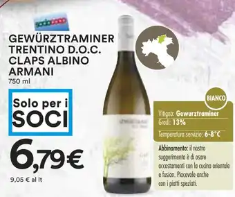 Coop Gewürztraminer trentino d.o.c. claps albino armani offerta