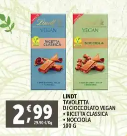 Deco Supermercati Lindt tavoletta di cioccolato vegan offerta