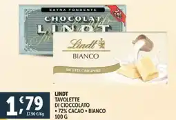 Deco Supermercati Lindt tavolette di cioccolato .72% cacao bianco offerta