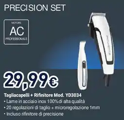 Unieuro Precision set Tagliacapelli + Rifinitore Mod. YD3034 ROWENTA offerta