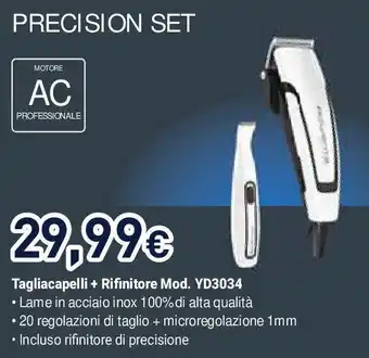 Unieuro Precision set Tagliacapelli + Rifinitore Mod. YD3034 ROWENTA offerta