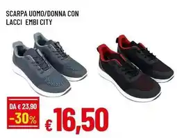 Famila Superstore Scarpa uomo/donna con lacci embi city offerta