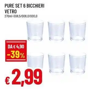 Famila Superstore Pure set 6 bicchieri VETRO offerta