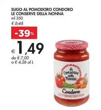 Bennet Sugo al pomodoro condoro le conserve DELLA NONNA offerta