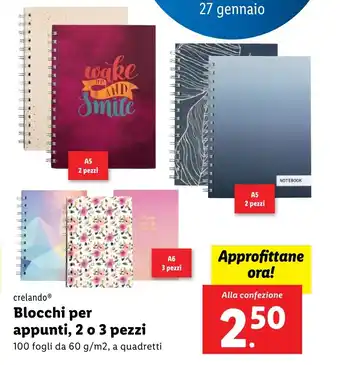 Lidl crelando Blocchi per appunti, 2 o 3 pezzi offerta