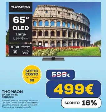 Euronics THOMSON SMART TV 4K 65QG5C14 offerta