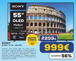 Euronics SONY SMART TV 4K - 55A80L offerta