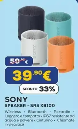 Euronics SONY SPEAKER - SRS XB100 offerta