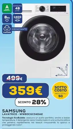 Euronics SAMSUNG LAVATRICE - WW80CGC04DAE offerta