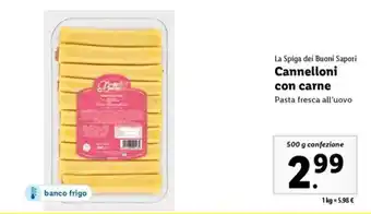 Lidl La Spiga dei Buoni Sapori Cannelloni con carne offerta