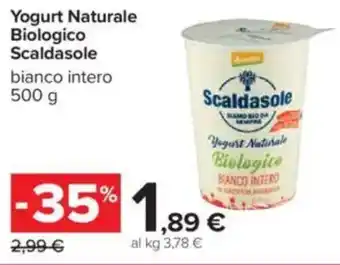 Carrefour Yogurt Naturale Biologico bianco intero offerta