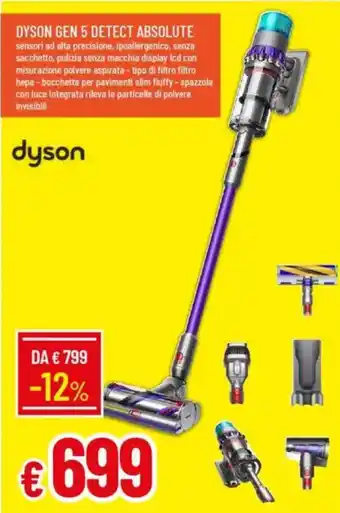 Galassia Dyson gen 5 detect absolute sensori ad alta precisione, ipoallergenico, senza sacchetto, pulizia senza macchia display lcd offerta