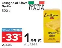 Carrefour Lasagne all'Uovo Barilla offerta