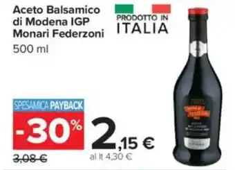 Carrefour Aceto Balsamico di Modena IGP Monari Federzoni offerta