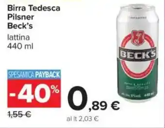 Carrefour Birra Tedesca Pilsner Beck's offerta