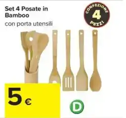 Carrefour Set 4 Posate in Bamboo offerta