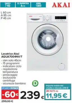 Carrefour Lavatrice Akai AQUA7004NV/T offerta