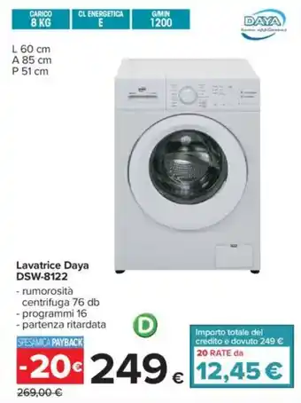 Carrefour Lavatrice Daya DSW-8122 offerta