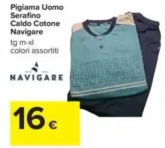 Carrefour Pigiama Uomo Serafino Caldo Cotone Navigare offerta