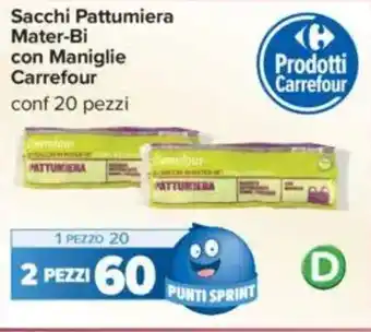 Carrefour Sacchi Pattumiera Mater-Bi con Maniglie Carrefour offerta