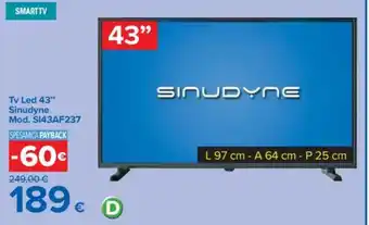 Carrefour Tv Led 43" Sinudyne Mod. S143AF237 offerta