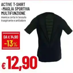 Galassia Active t-shirt -maglia sportiva multifunzione manica corta in tessuto traspirante e antiodore offerta