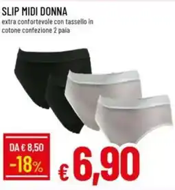 Galassia Slip midi donna extra confortevole con tassello in cotone confezione 2 paia offerta