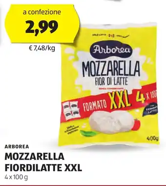 ALDI Arborea mozzarella fiordilatte xxl offerta