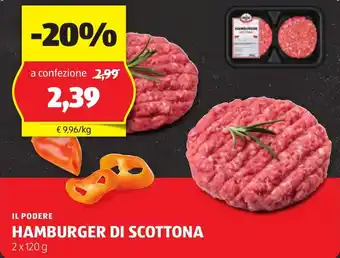 ALDI Il podere hamburger di scottona offerta