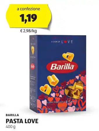 ALDI Barilla pasta love offerta