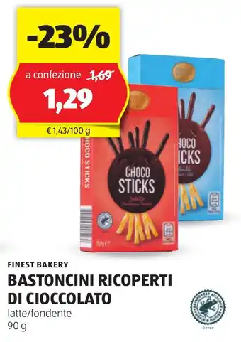 ALDI Finest bakery bastoncini ricoperti di cioccolato offerta