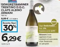 Coop Superstore Gewürztraminer trentino d.o.c. claps albino armani offerta