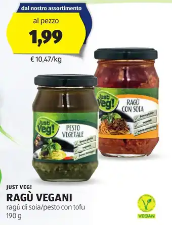 ALDI Just veg! ragù vegani offerta