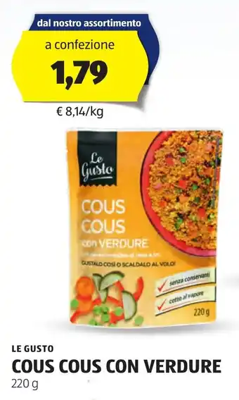 ALDI Le gusto cous cous con verdure offerta