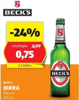 ALDI Beck's birra offerta