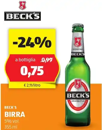 ALDI Beck's birra offerta