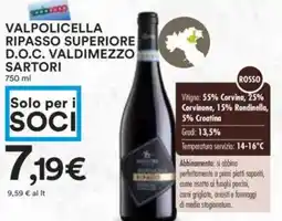 Coop Superstore Valpolicella ripasso superiore d.o.c. valdimezzo sartori offerta