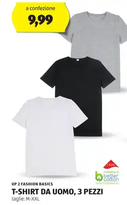 ALDI Up 2 fashion basics t-shirt da uomo, 3 pezzi offerta