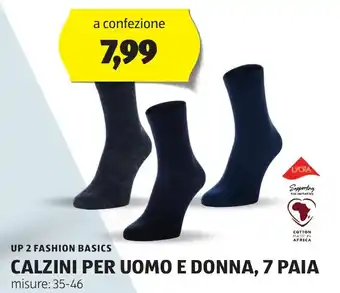 ALDI Up 2 fashion basics calzini per uomo e donna, 7 paia offerta