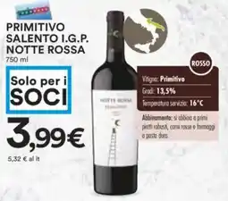 Coop Superstore Primitivo salento i.g.p. notte rossa offerta