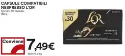 Coop Superstore Capsule compatibili nespresso l'or tipi vari, 30 capsule, offerta