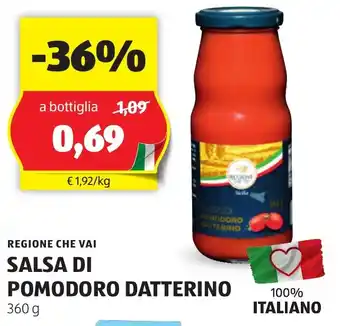 ALDI Regione che vai salsa di pomodoro datterino offerta