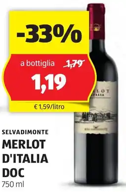 ALDI Selvadimonte merlot d'italia doc offerta