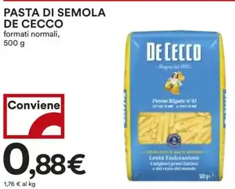 Coop Superstore Pasta di semola de cecco formati normali, offerta