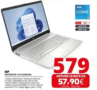 Comet HP NOTEBOOK 155-FQ5092NL offerta