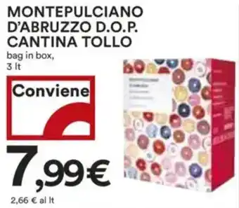 Coop Superstore Montepulciano d'abruzzo d.o.p. cantina tollo bag in box, offerta