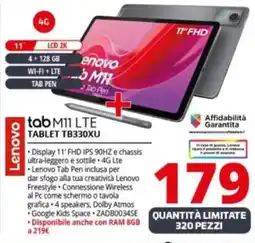 Comet Lenovo tab M11 LTE TABLET TB330XU offerta